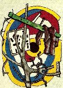 Fernand Leger komposition med gren painting